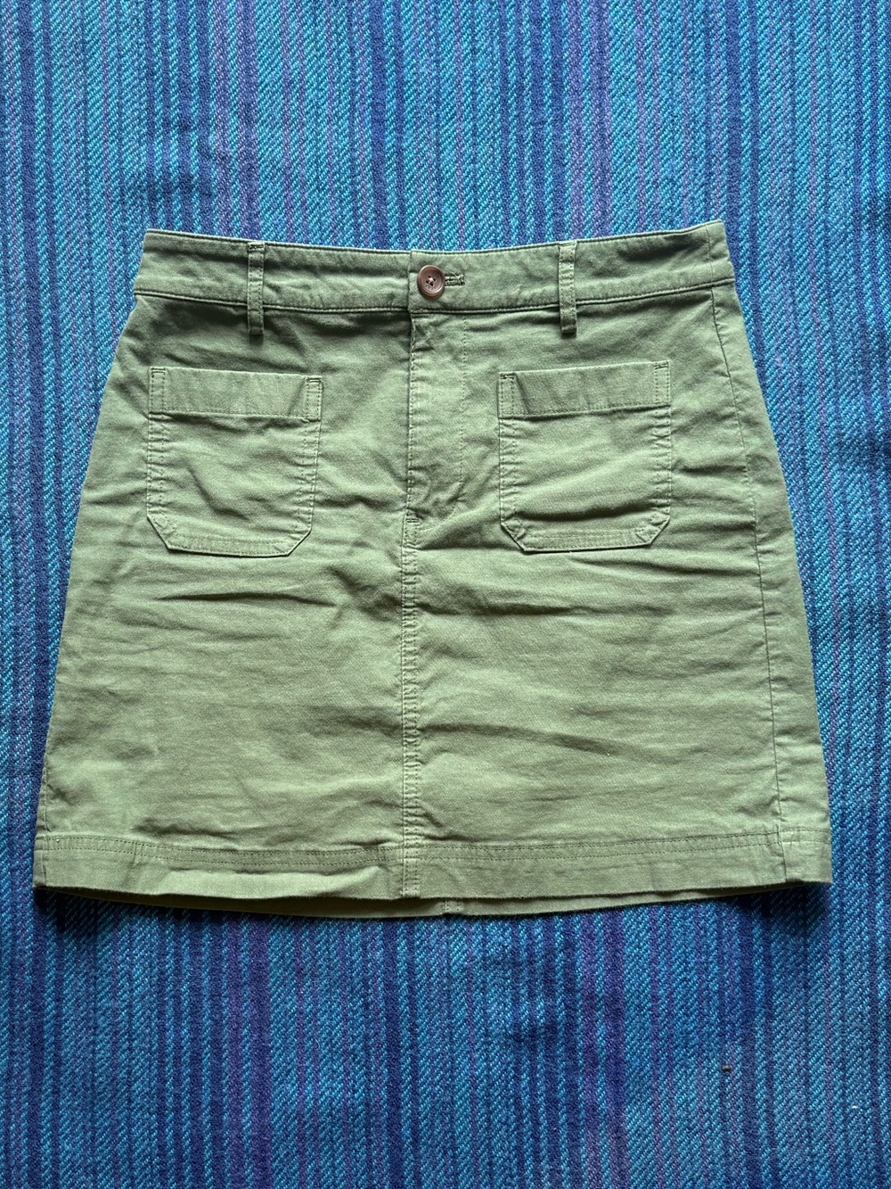 J.Crew Classic Army Green Cotton and Linen Mini Skirt